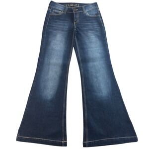 Rue 21 Jr.s Flare Jeans Dark Wash Size 5/6 Bell Bottom Denim Classic Boho Hippie